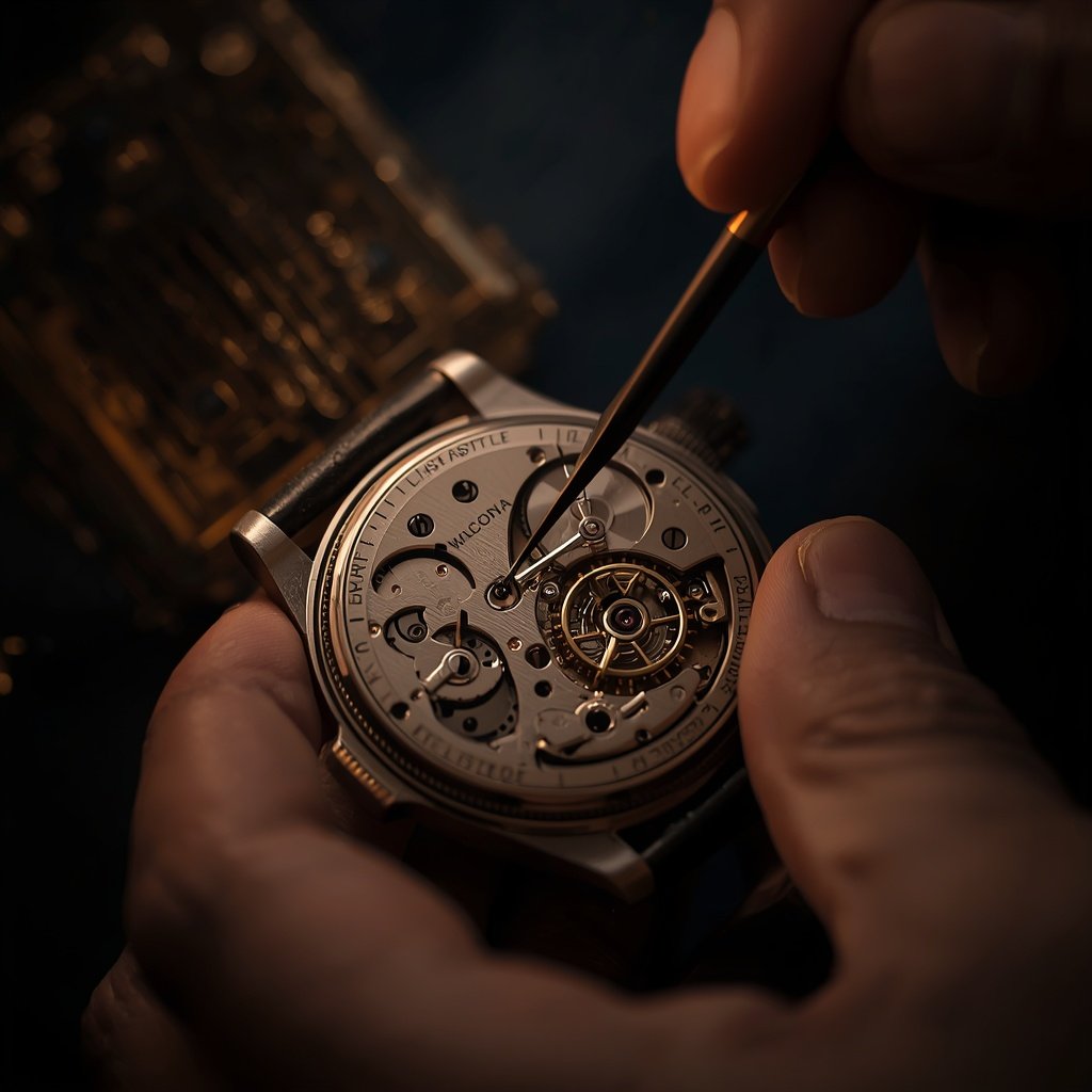 Close-up of watch craftsmanship and quality inspection at Classic Time Watches